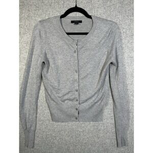 Y2K Express Medium Womens Cardigan Sweater Gray Button Long Sleeve Stretch